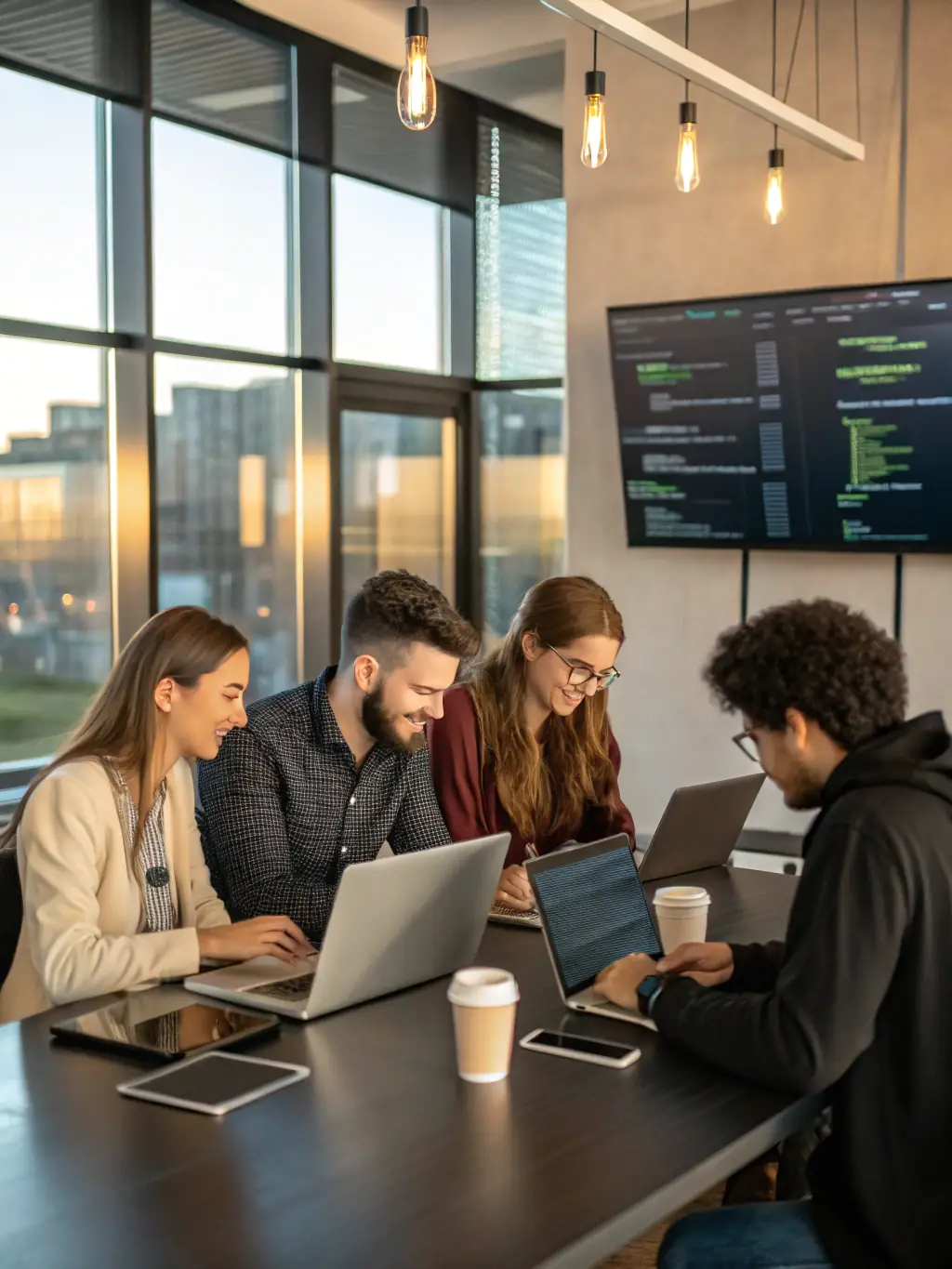 A diverse team of web developers collaborating on a project, showcasing expertise and dedication to providing cutting-edge web solutions.